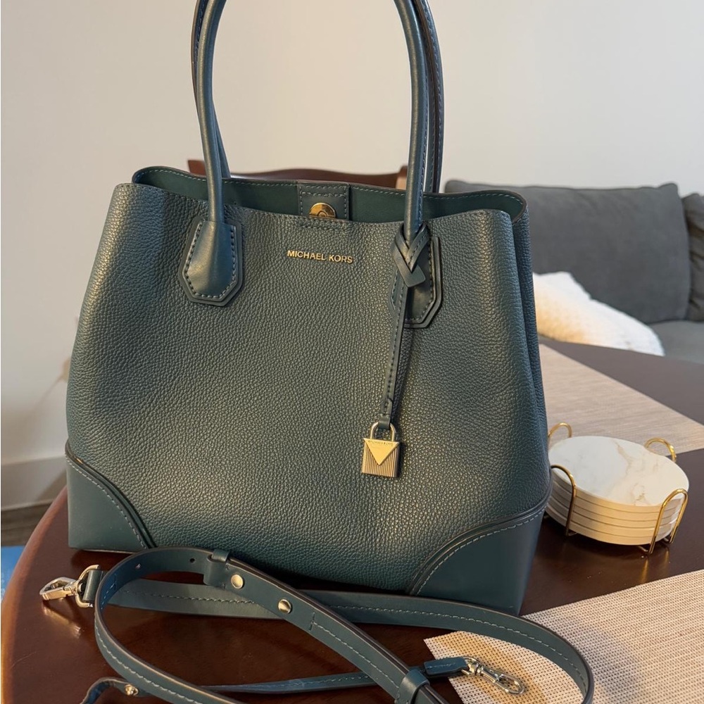 Michael Kors Genuine Pebbled Leather Satchel Bag